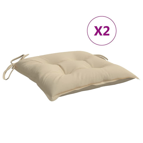 VidaXL Stuhlkissen 2 Stück 40x40x7 cm Oxford-Stoff beige