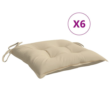 Vidaxx Stuhlkissen 6 Stück 40x40x7 cm Oxford-Stoff beige