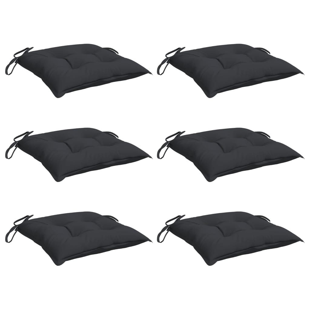 Coussins de chaise vidaxl 6 pcs 40x40x7 cm Oxford tissu noir