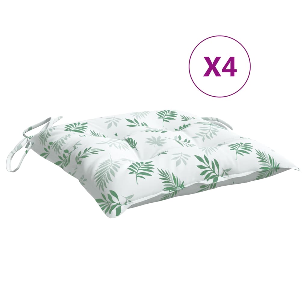 Coussins de chaise vidaxl 4 pcs motifs de feuilles 40x40x7 cm tissu