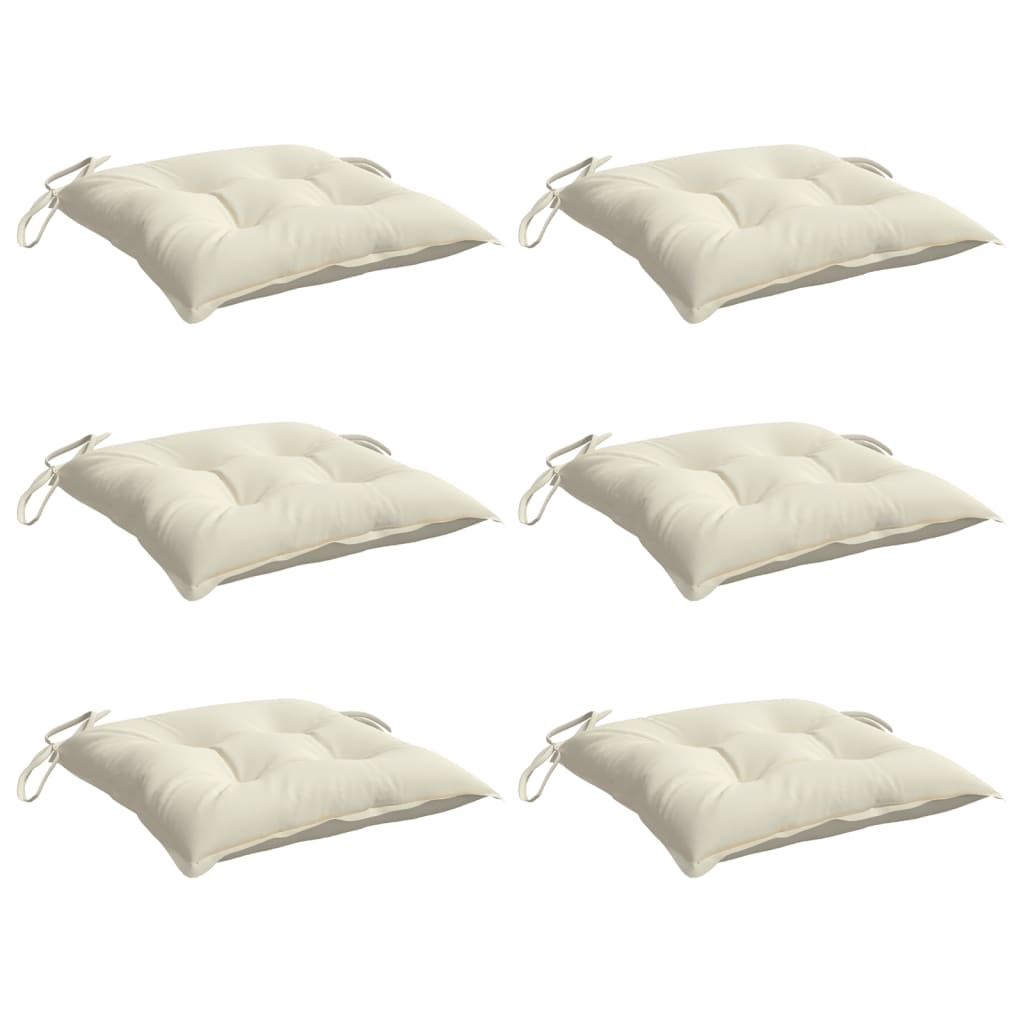 VidaXL Stuhlkissen 6 Stück 50x50x7 cm Oxford-Stoff cremeweiß