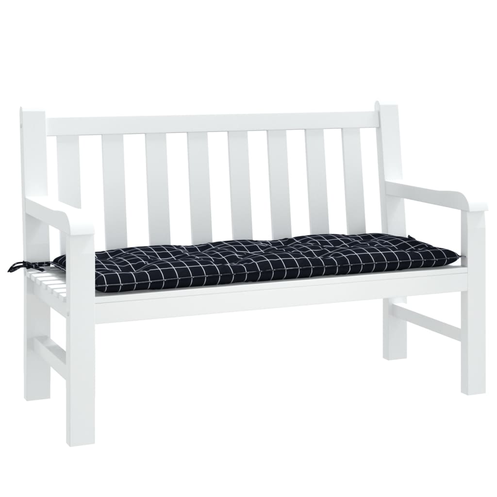 Vidaxl Garden Bench Cushion Checker Mönster 120x50x7 cm tyg svart