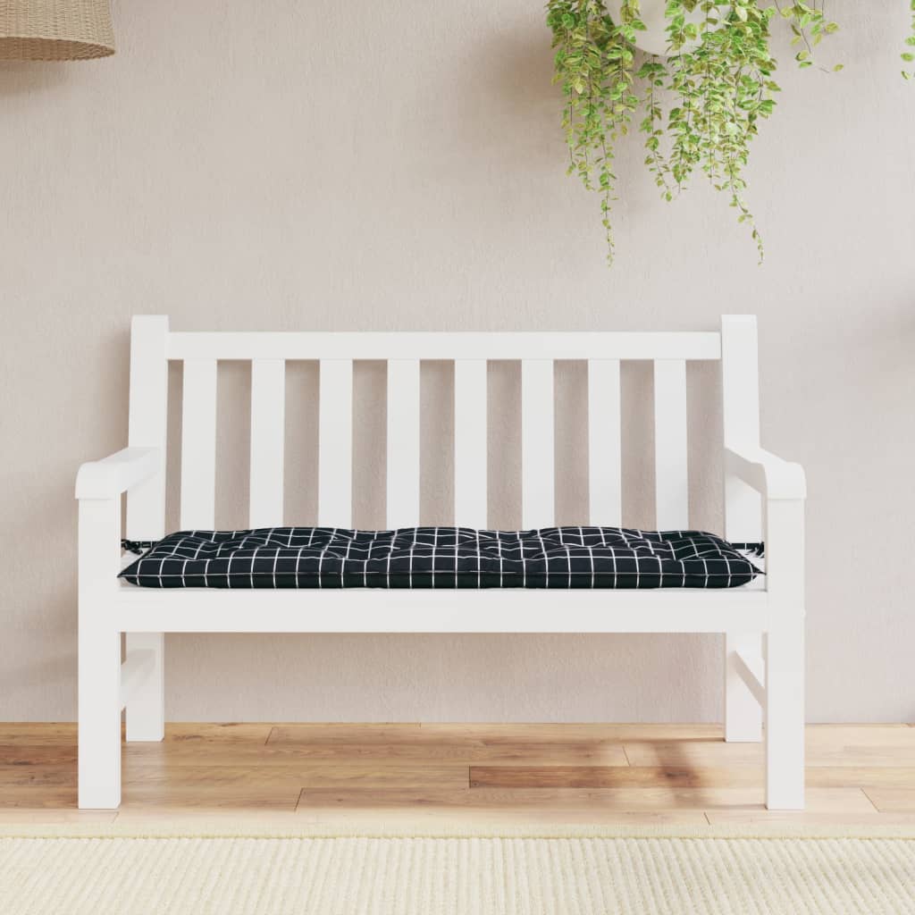 Vidaxl Garden Bench Cushion Checker Mönster 120x50x7 cm tyg svart