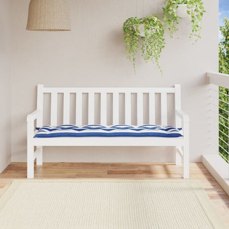 VidaXL Gartenbankauflage 150x50x7cm Stoff weiß und blau gestreift