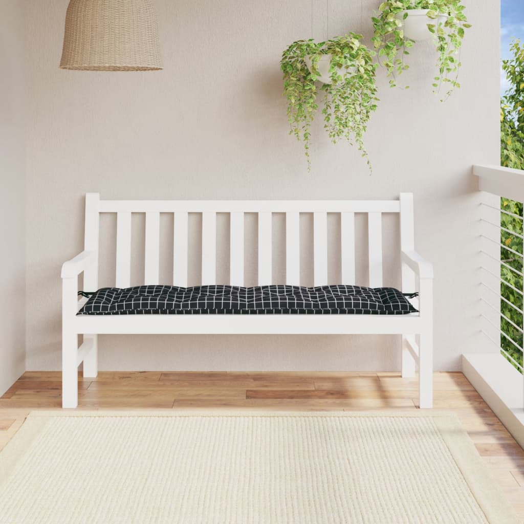 Vidaxl Garden Bench Cushion 150x50x7 cm Oxford Fabric Diamond Pattern Black