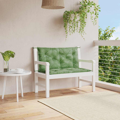 Vidaxx Gartenbankauflagen 2 Stück Blattmuster 100x50x7 cm Stoff
