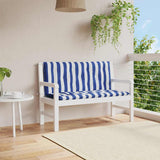VidaXL Gartenbankauflagen 2 Stück gestreift 120x50x7 cm Stoff weiß und blau