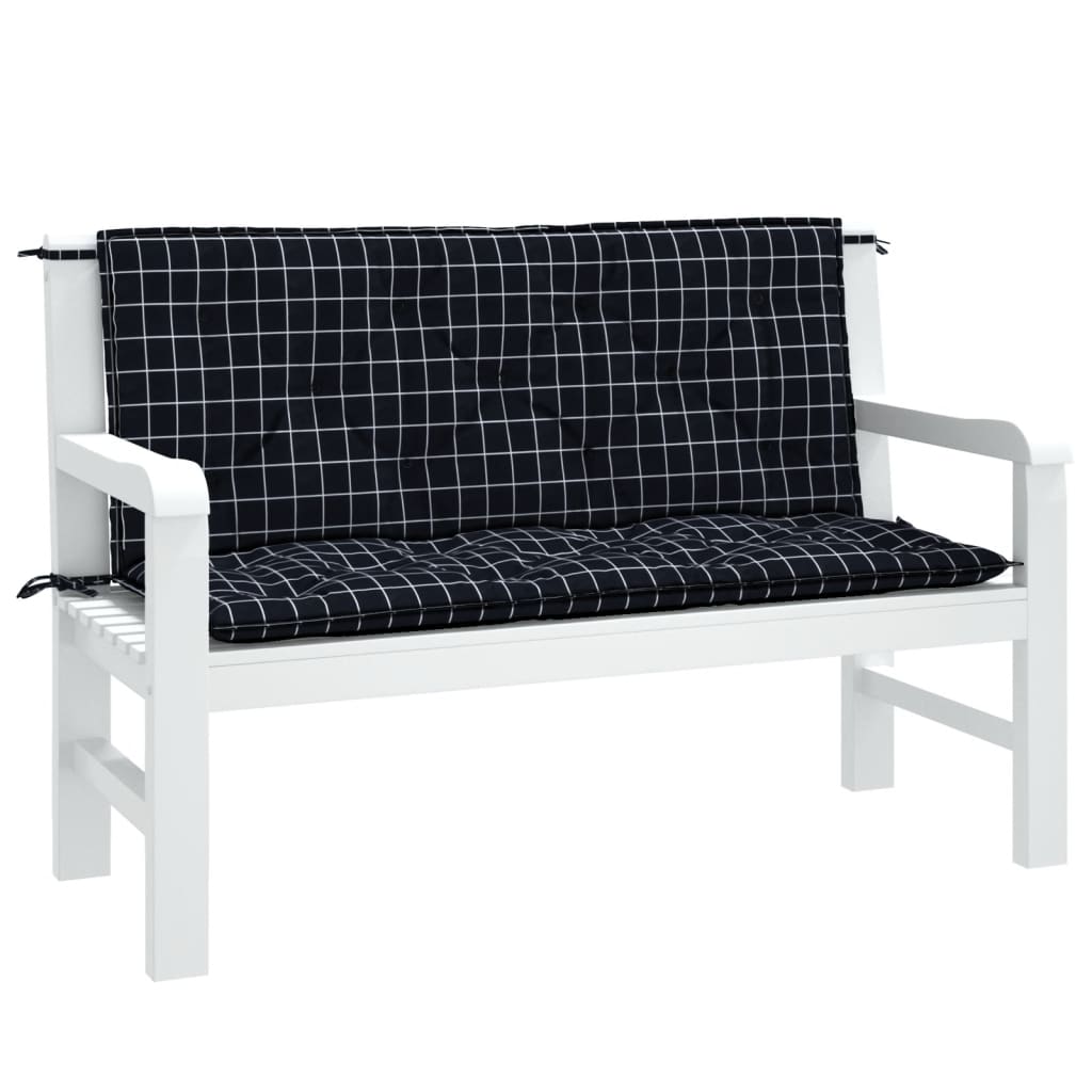 Vidaxl Garden Bench Poduszki 2 Wzór Stedman 120x50x7 cm Black