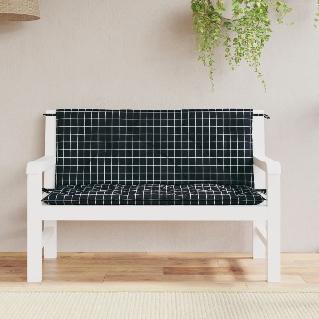 Vidaxl Garden Bench Poduszki 2 Wzór Stedman 120x50x7 cm Black