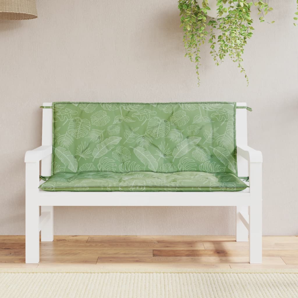 Vidaxl Garden Bench Cushions 2 PCS Patrón de hoja de 120x50x7 tela