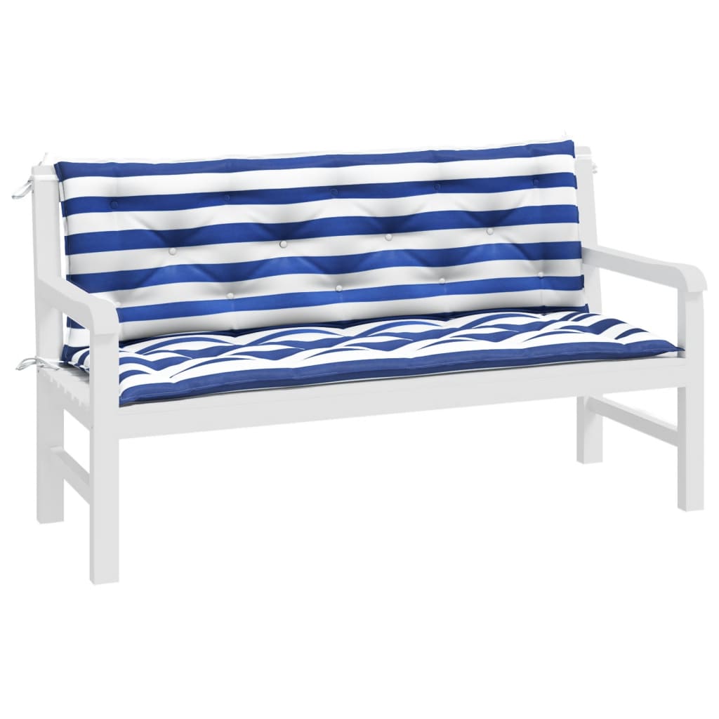 Vidaxl Garden Bench Cushions 2 St Striped 150x50x7 CM tela blanca y azul