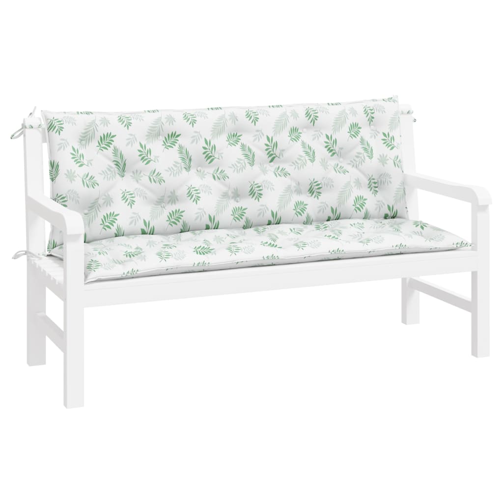 Vidaxl Garden Bench Poduszki 2 szt. Wzór liści 150x50x7 cm tkanina