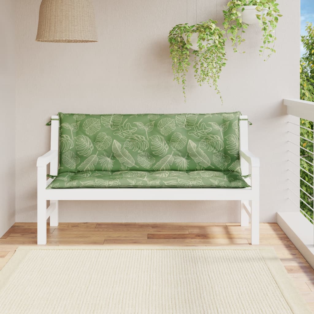 Vidaxl Garden Bench Cushions 2 PCS Patrón de hoja de 150x50x7 tela