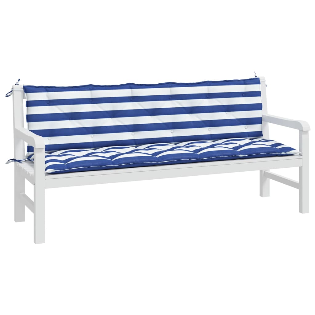 Vidaxl Garden Banc Cushions 2 St Oxford tissu étanche blanc et bleu