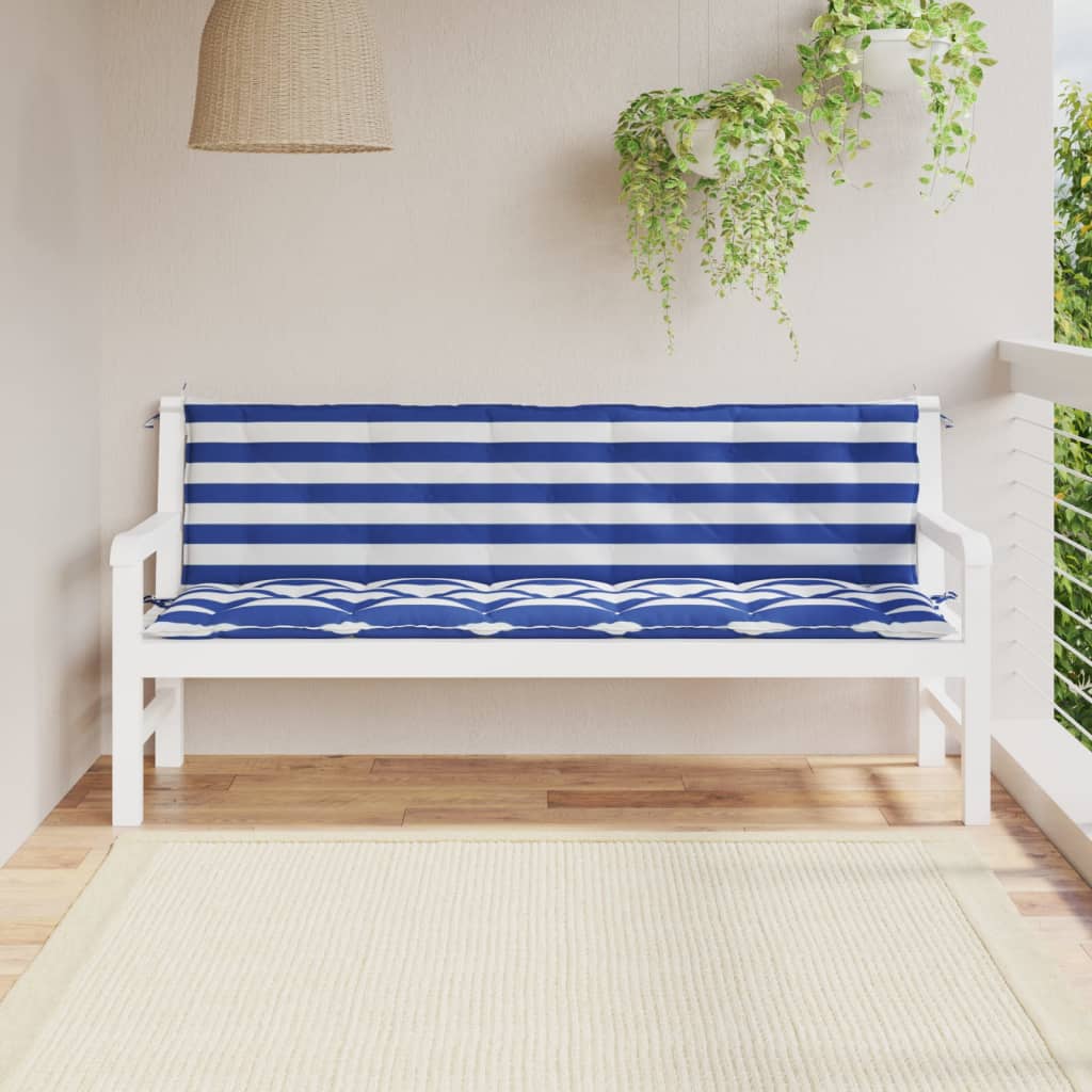 Vidaxl Garden Banc Cushions 2 St Oxford tissu étanche blanc et bleu