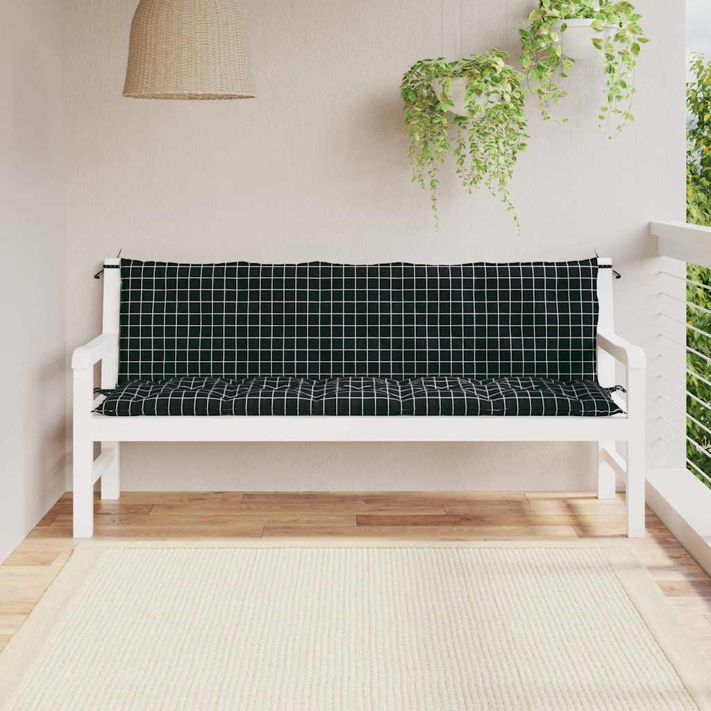 VidaXL Gartenbankauflagen 2 Stk. Oxford-Stoff Rautenmuster Schwarz