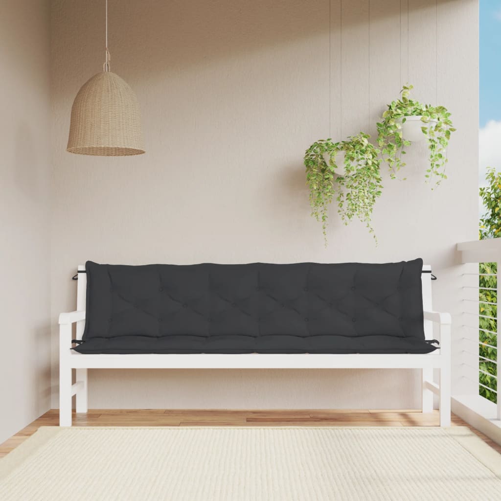 VIDAXL Garden Bench blazine 2 St 200x50x7 cm Oxford tkanina črna