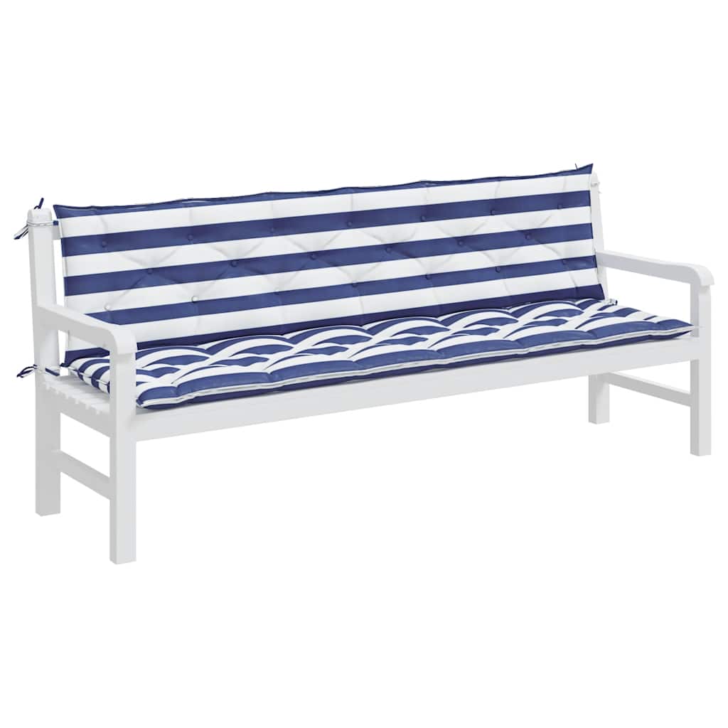 Vidaxx Gartenbankauflagen 2 Stück gestreift 200x50x7 cm Stoff weiß und blau