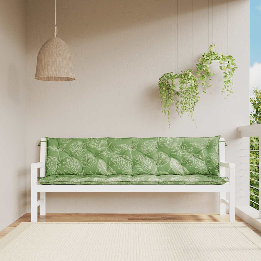 Vidaxx Gartenbankauflagen 2 Stück Blattmuster 200x50x7 cm Stoff