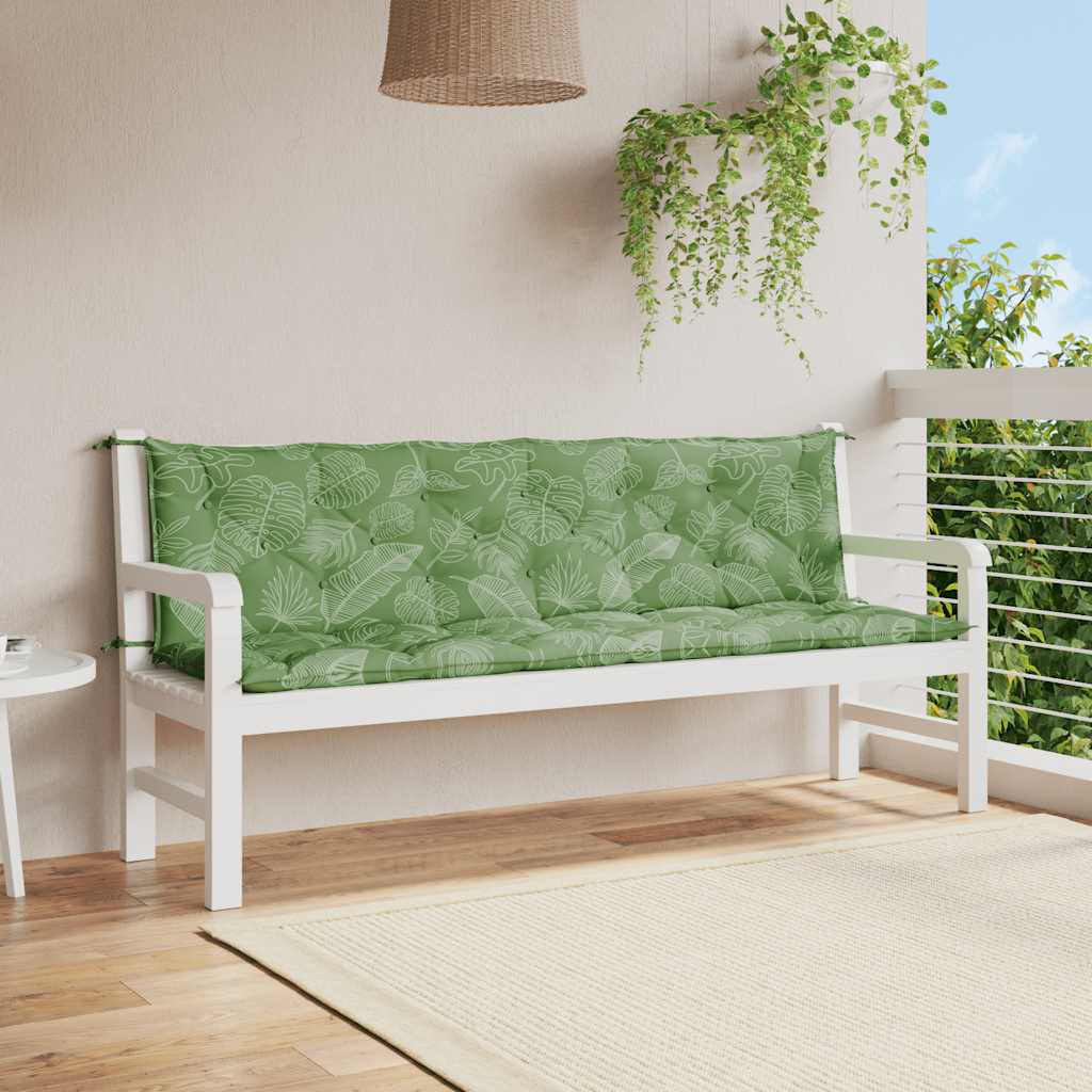 Vidaxx Gartenbankauflagen 2 Stück Blattmuster 200x50x7 cm Stoff