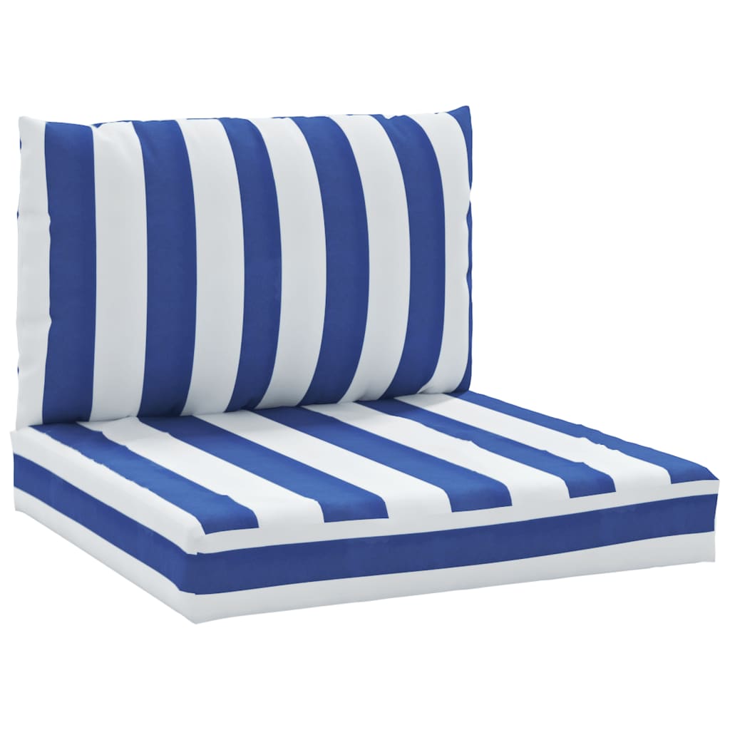 Vidaxl Pallet Cushions 2 Stripped Oxford tissu blanc et bleu