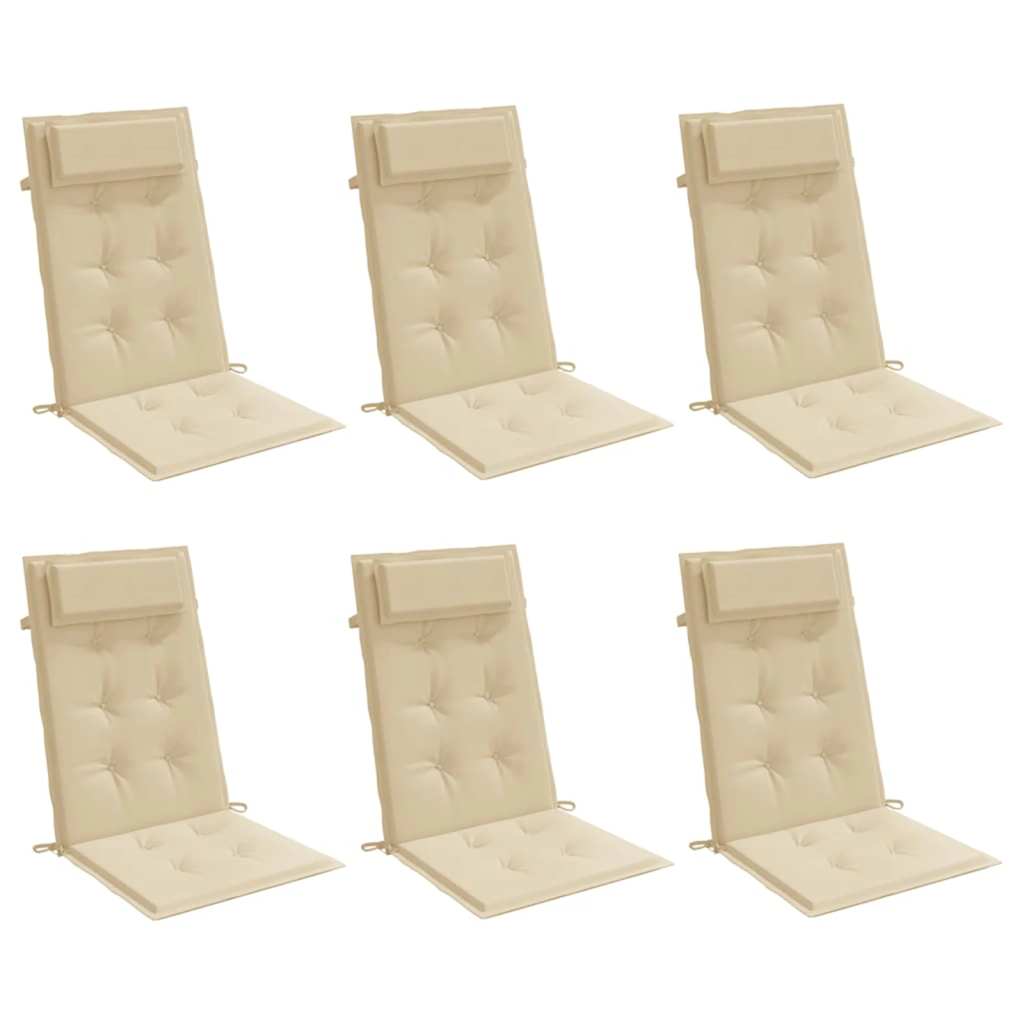 VidaXL Stuhlkissen 6 Stück Oxford-Stoff mit hoher Rückenlehne Beige