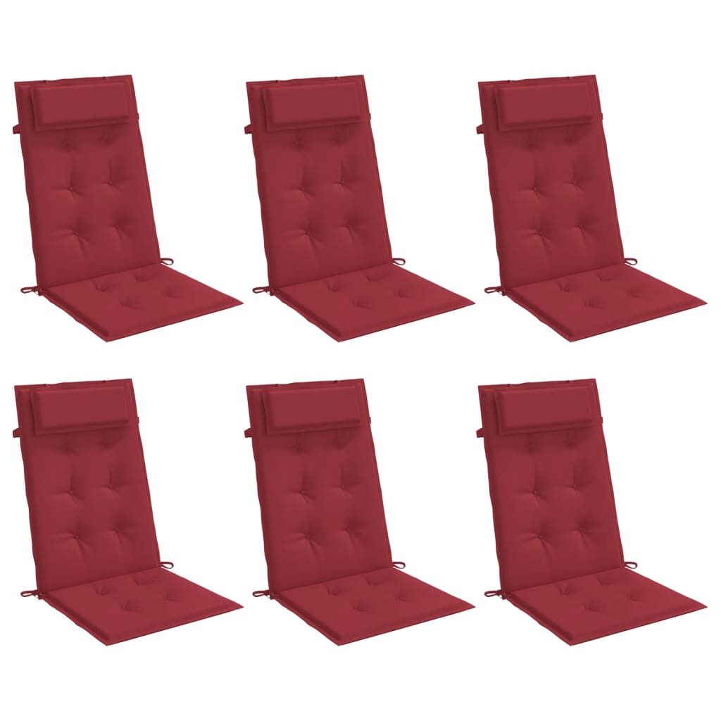 Coussins de chaise vidaxl 6 st haut dos oxford tissu vin rouge