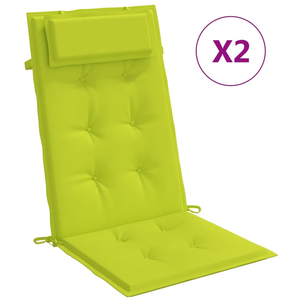 Coussins de chaise vidaxl 2 st haut de dos oxford tissu vert vif vert