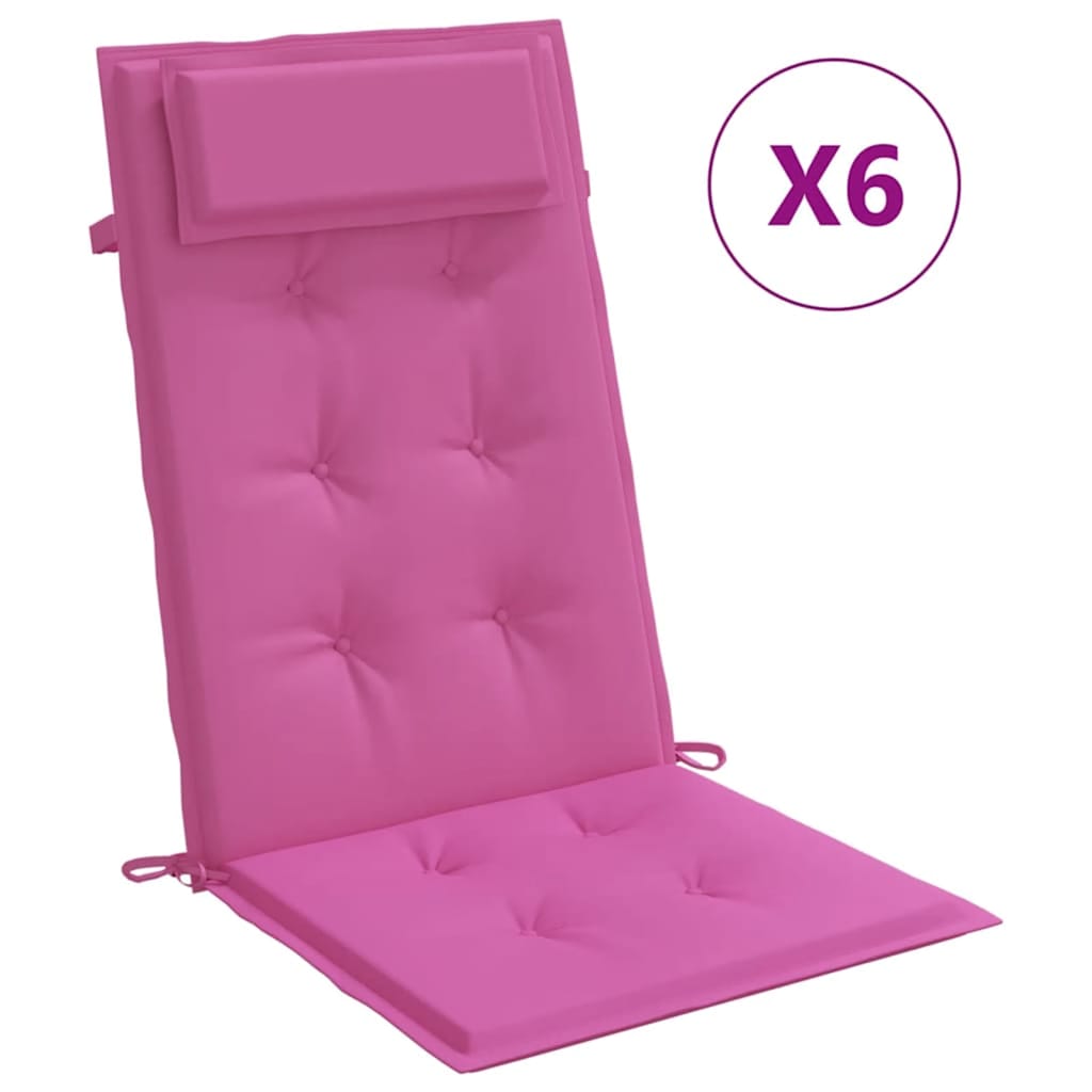 Vidaxl stoelkussens 6 st hoge rug oxford stof roze