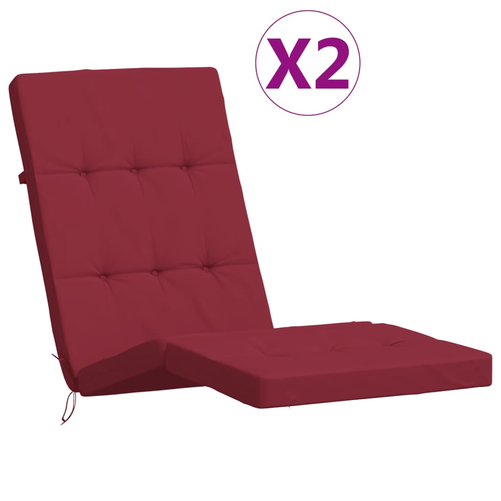 Vidaxl Patio krzesło poduszki 2 St Oxford Fabric Wine Red