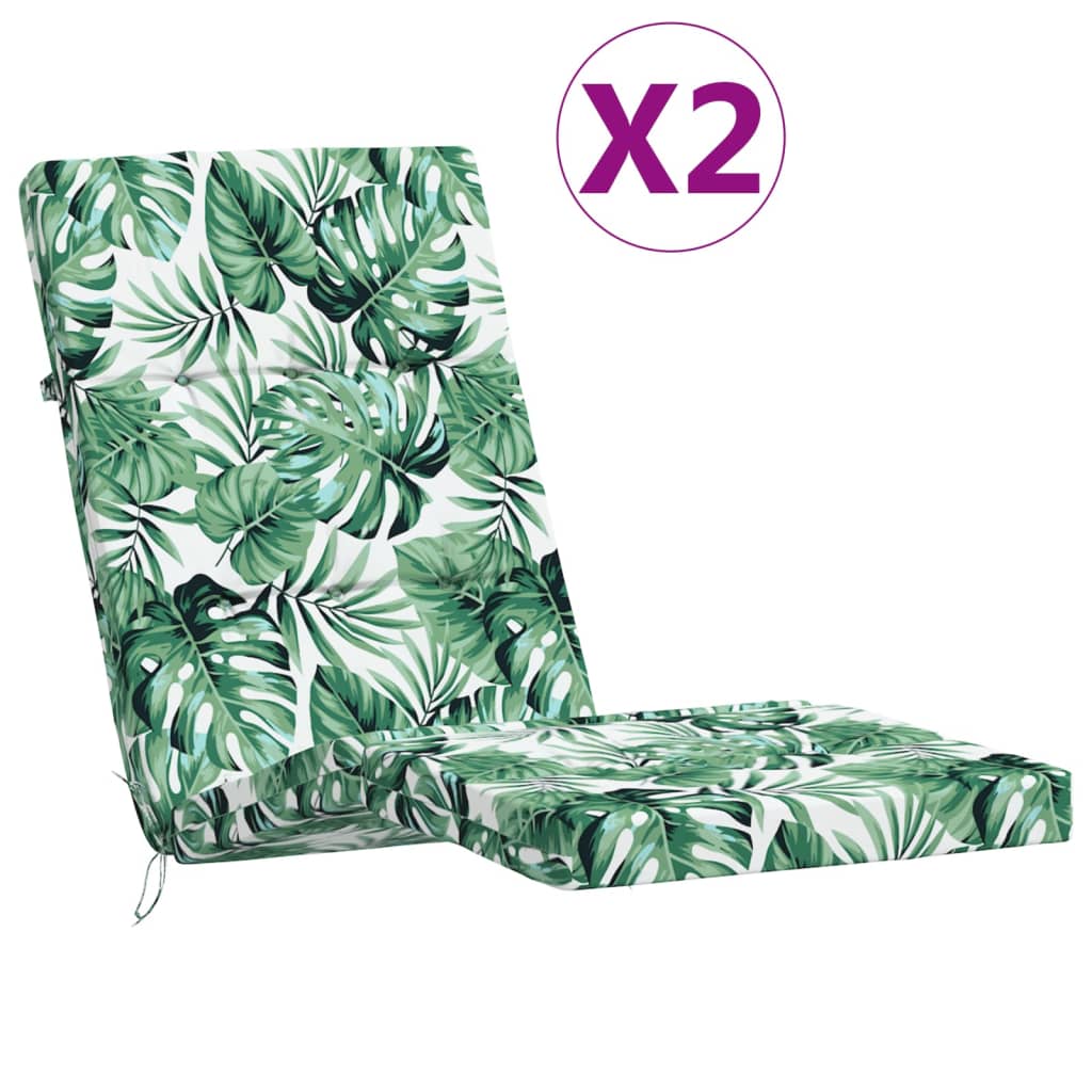 Vidaxl patio chair cushions 2 pcs leaf pattern Oxford fabric