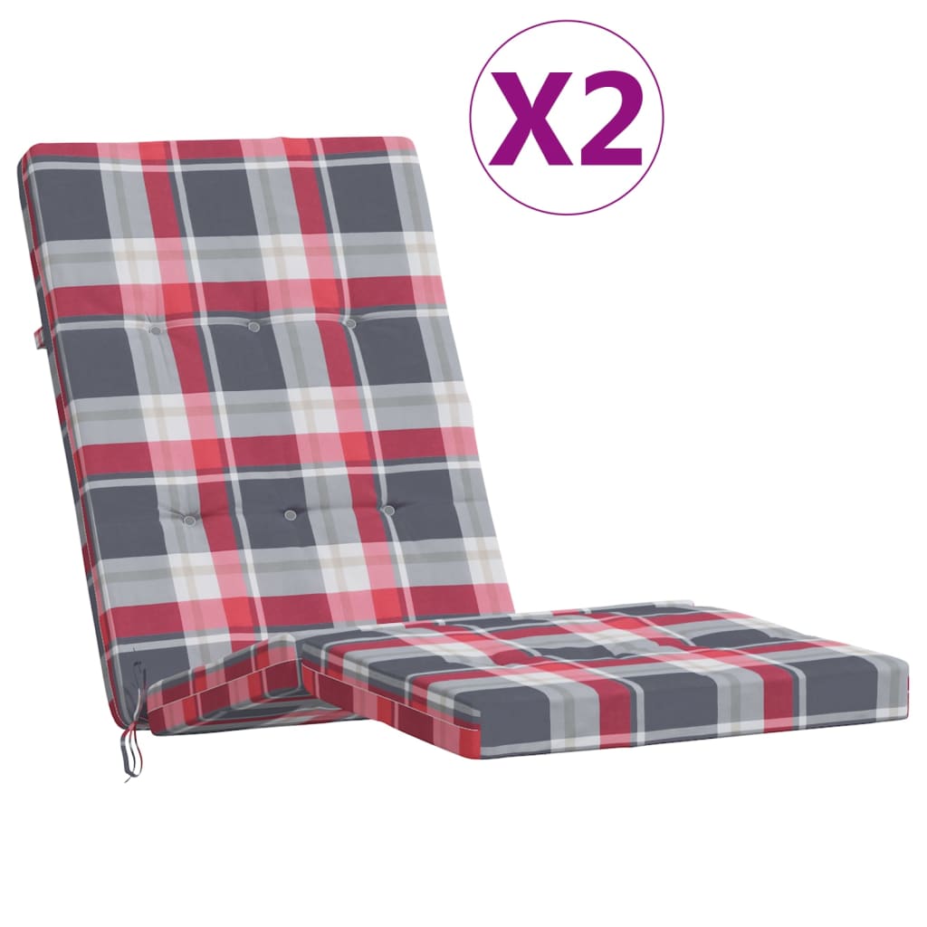 Coussins de chaise de patio vidaxl 2 stedcase motif oxford tissu rouge