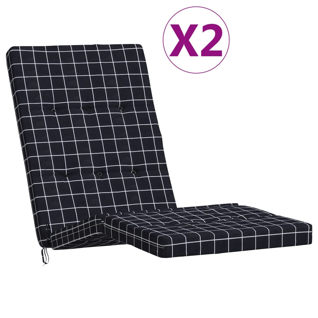 Coussins de chaise de patio vidaxl 2 stedcase motif oxford tissu noir