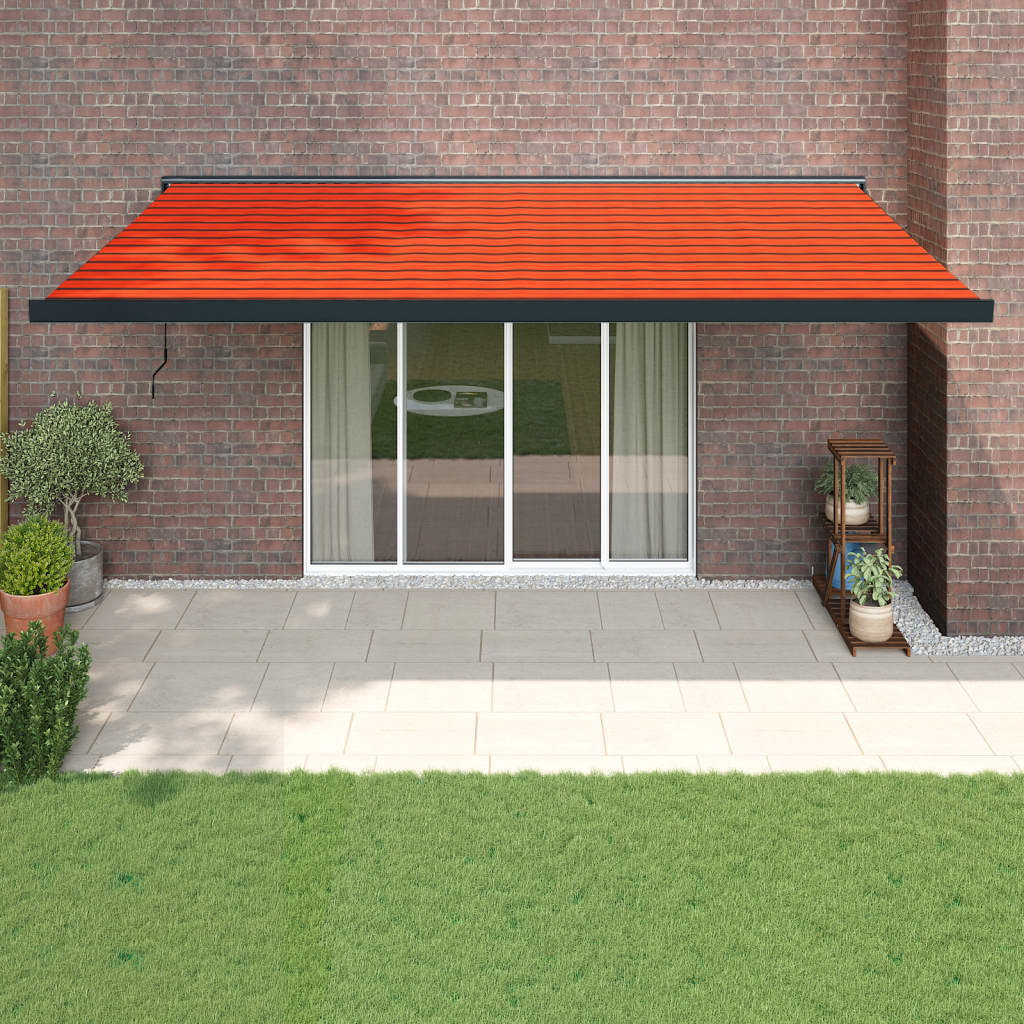 VidaXL Ausziehbare Markise 5x3 m Stoff und Aluminium Orange und Braun