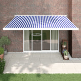 VidaXL Ausziehbare Markise 4x3 m Stoff und Aluminium Blau und Weiß