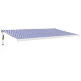 VidaXL Ausziehbare Markise 5x3 m Stoff und Aluminium Blau und Weiß