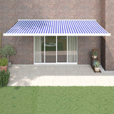 VidaXL Ausziehbare Markise 5x3 m Stoff und Aluminium Blau und Weiß