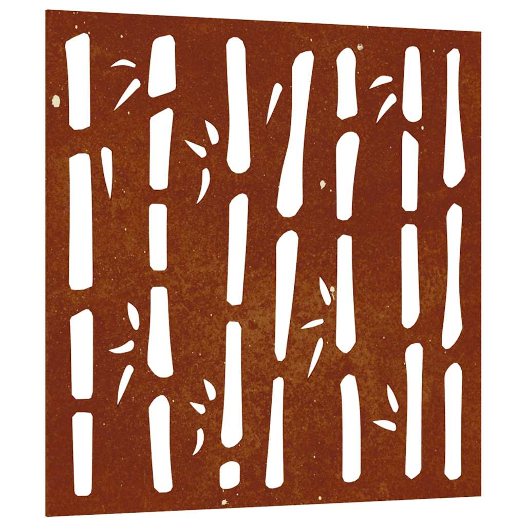 Vidaxxl Wanddekoration Garten Bambus Design 55x55 cm Cortenstahl