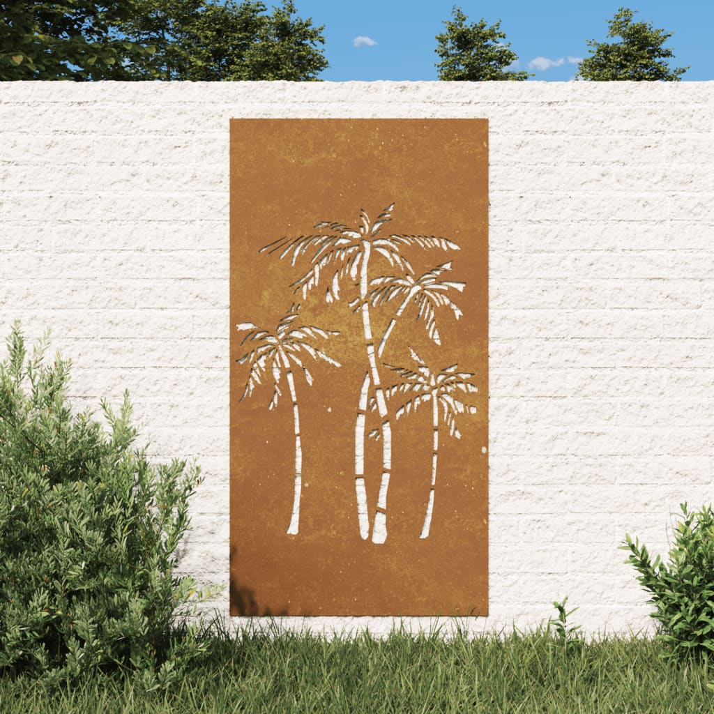 BIDAXL Väggdekoration Garden Palm Tree Design 105x55 cm Cortenstaal