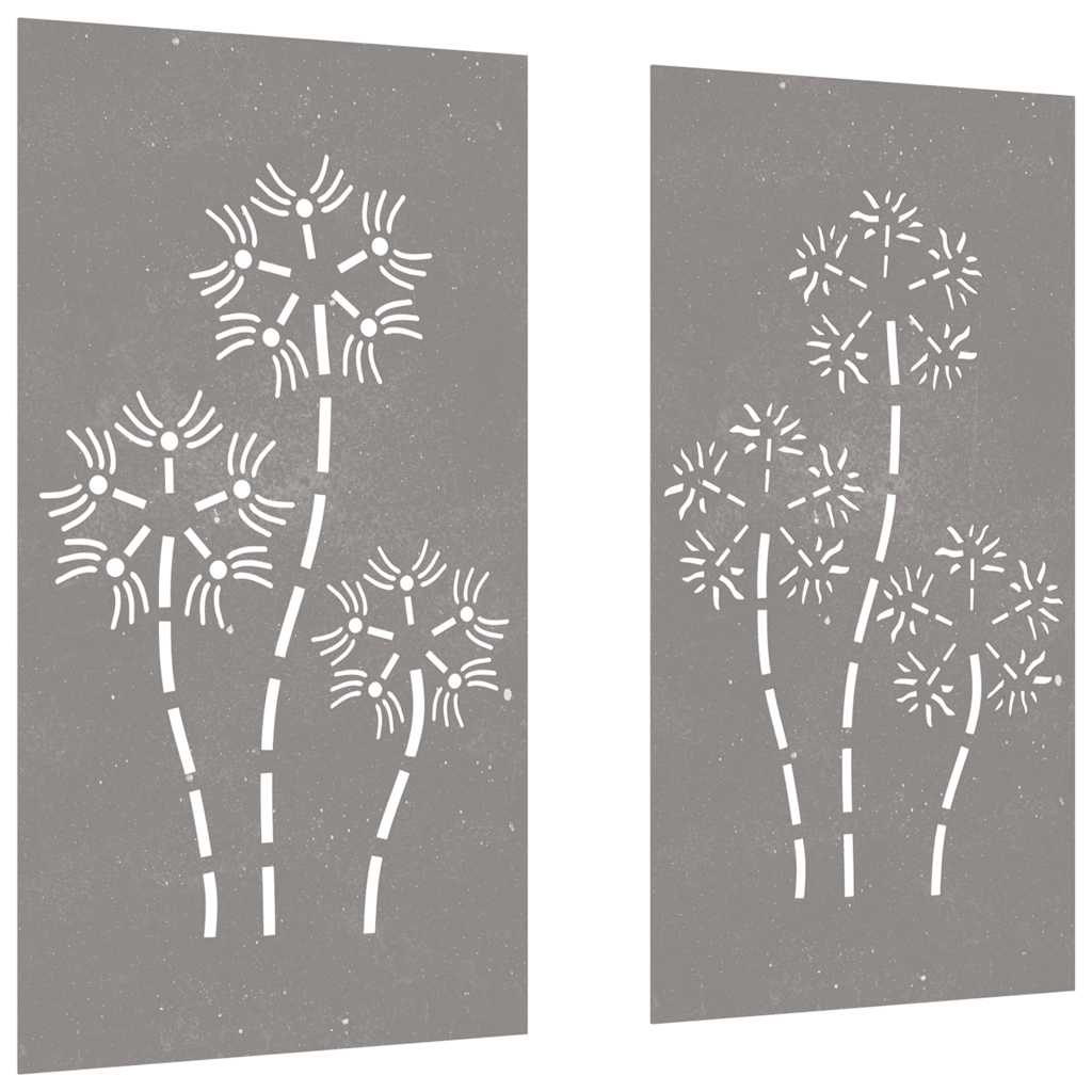 Vidaxxl Wanddekoration Garten 2 Stück Blumenmuster 105x55 cm Cortenstahl
