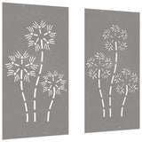 Vidaxxl Wanddekoration Garten 2 Stück Blumenmuster 105x55 cm Cortenstahl