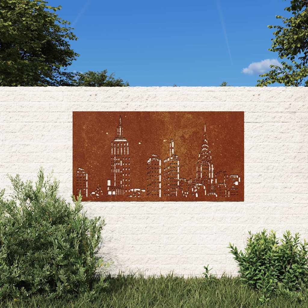 Vidaxxl Wanddekoration Garten Skyline Design 105x55 cm Cortenstahl