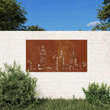 Vidaxxl Wanddekoration Garten Skyline Design 105x55 cm Cortenstahl