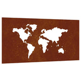 Vidaxxl Wanddekoration Garten Weltkarte Design 105x55 cm Cortenstahl