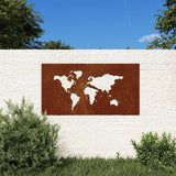 Vidaxxl Wanddekoration Garten Weltkarte Design 105x55 cm Cortenstahl