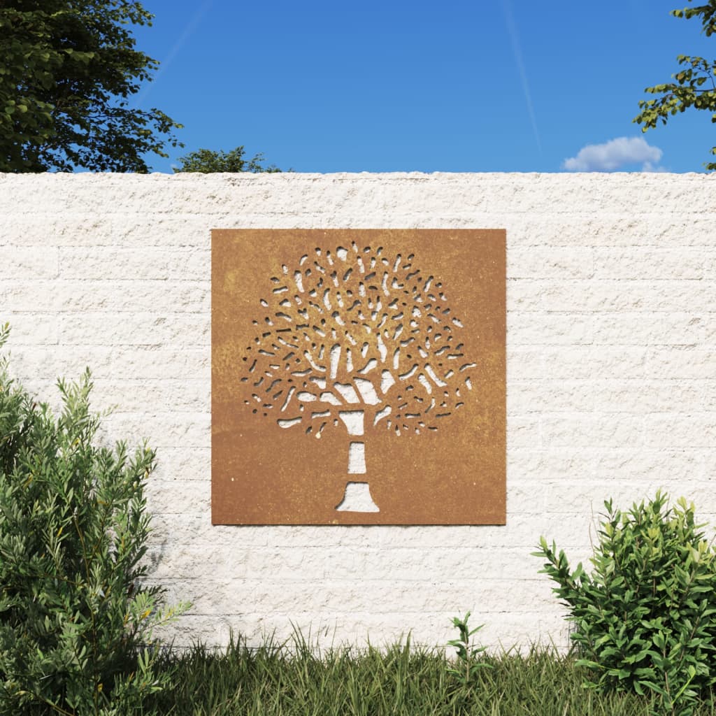 Diseño de árbol de jardín de decoración de pared Vidaxl 55x55 cm Cortenstaal