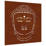 Vidaxxl Wanddekoration Garten Buddha Kopf Design 55x55 cm Cortenstahl