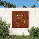 Vidaxxl Wanddekoration Garten Buddha Kopf Design 55x55 cm Cortenstahl