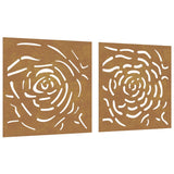 Vidaxl Wall Decoration Garden 2 St Rose Design 55x55 cm Corten Steel