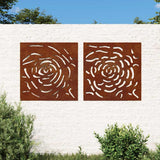 Vidaxxl Wanddekoration Garten 2 Stk. Rosendesign 55x55 cm Cortenstahl